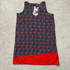 Escapada Living Sleeveless Helen Dress Womens XL Navy Orange Geometric